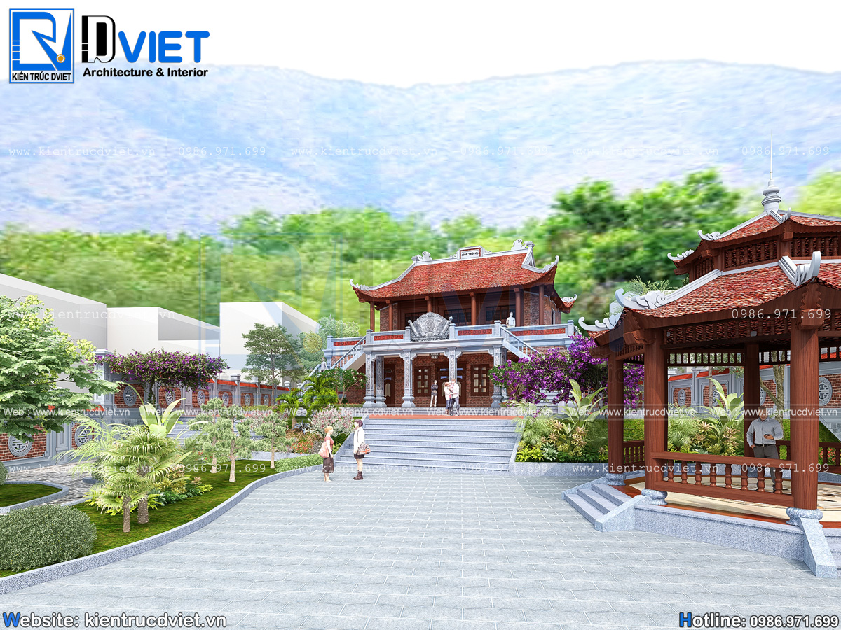 thiết kế nhà thờ họ (từ đường) 2 tầng 3 gian 4 mái đẹp tại huyện Hương Sơn - Hà Tĩnh (6)