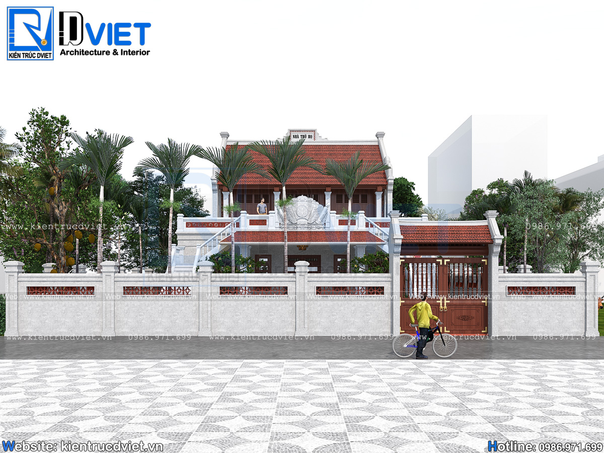 thiết kế nhà thờ họ (từ đường) 2 tầng 3 gian 2 mái tối ưu chi phí tại Hưng Yên (5)