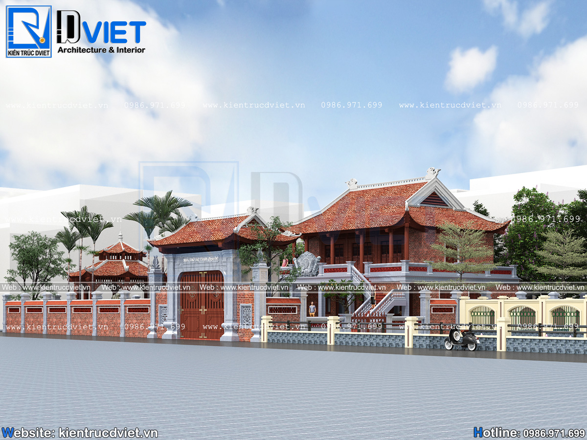  Những mẫu kiệt tác thiết kế nhà thờ họ (từ đường) 3 gian 2 tầng đẹp ấn tượng nhất hiện nay (12)