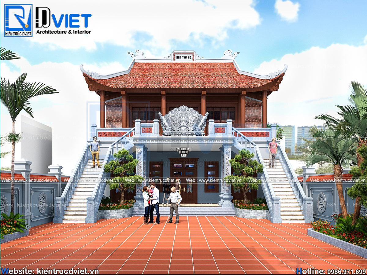 Kiệt tác thiết kế nhà thờ họ (từ đường) 3 gian 4 mái 2 tầng đẹp nhất Vĩnh Phúc Hà Nội (4)