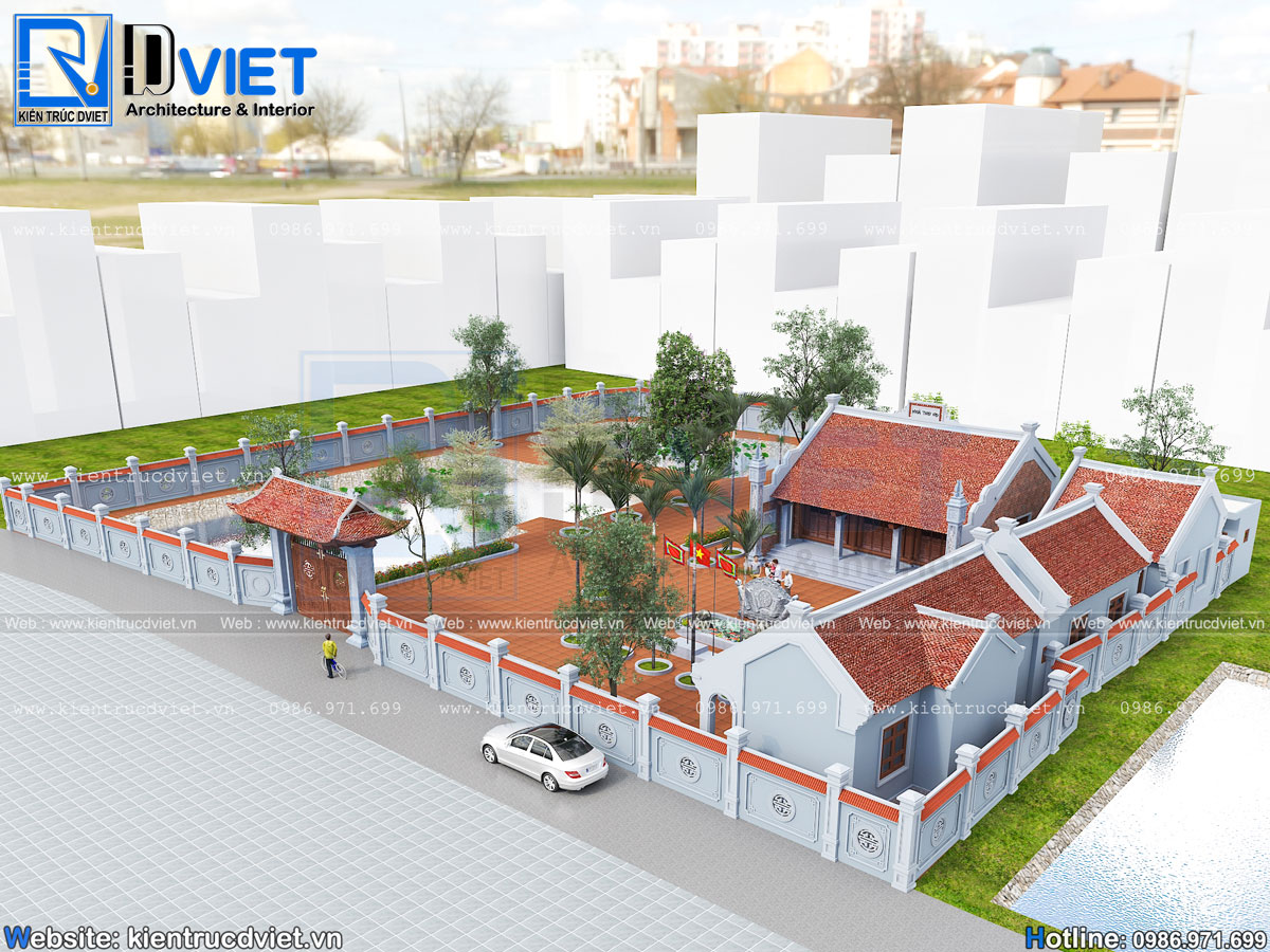 thiết kế nhà thờ họ (từ đường) 3 gian 2 mái tại Huyện Kiến Xương - Thái Bình (5)