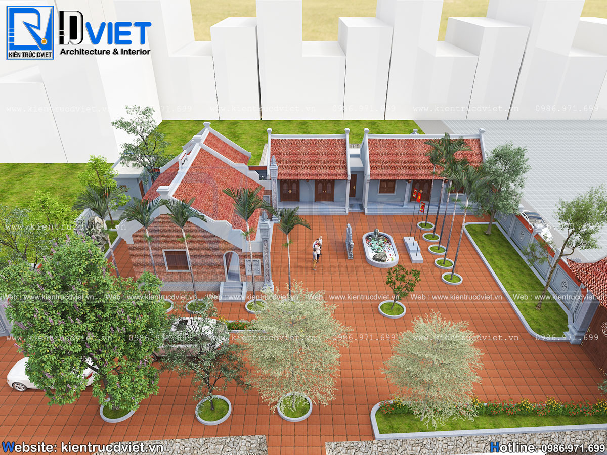 thiết kế nhà thờ họ (từ đường) 3 gian 2 mái tại Huyện Kiến Xương - Thái Bình (6)