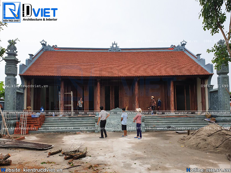 Mẫu thiết kế nhà thờ họ 5 gian 2 mái chữ nhất tại Nam Định