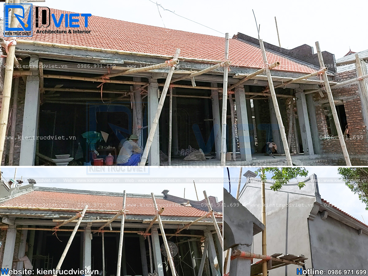 thiết kế thi công nhà thờ họ 3 gian 2 dĩ bê tông giả gỗ đẹp tại Thái Bình (7)