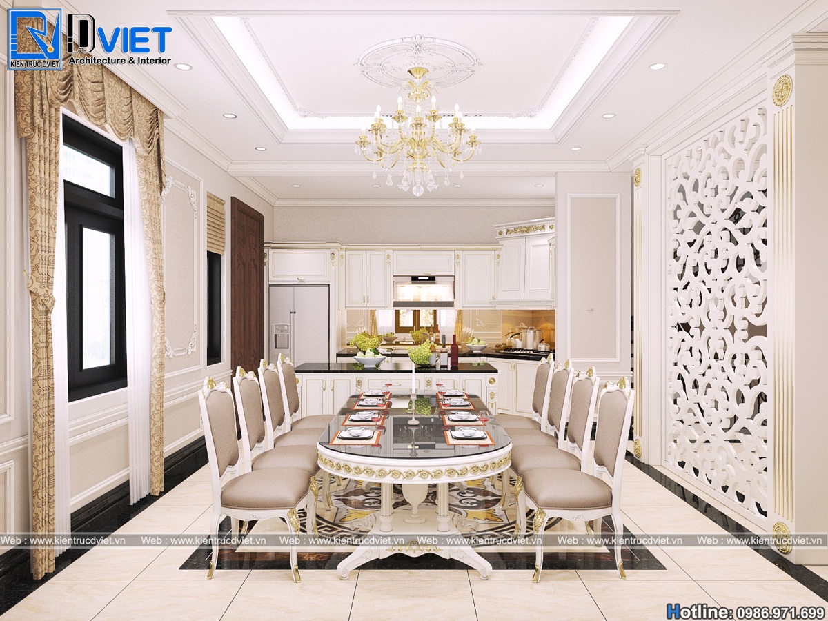 thiet ke noi that bep an biet thu tan co dien Phap 3 tang (4)