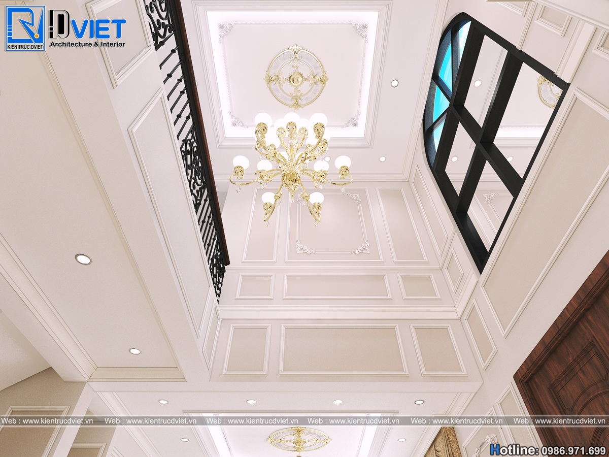 thiet ke noi that phong khach biet thu tan co dien Phap 3 tang (3)