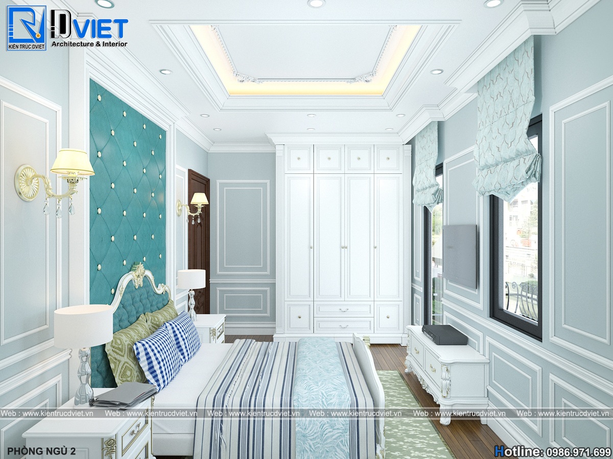 thiet ke noi that phong ngu 15m2 biet thu tan co dien Phap 3 tang (8)