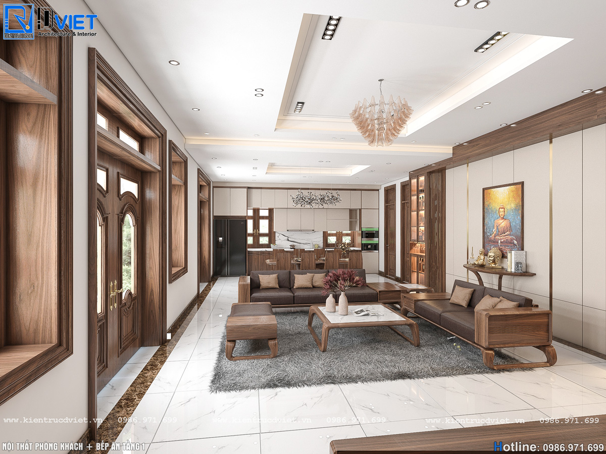 Thiết kế nội thất gỗ óc chó căn hộ tại Hà Tĩnh