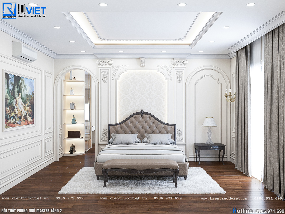 thiết kế nội thất tân cổ điển biệt thự 2 tầng 1 tum 15x15m tại Ninh Bình (19)