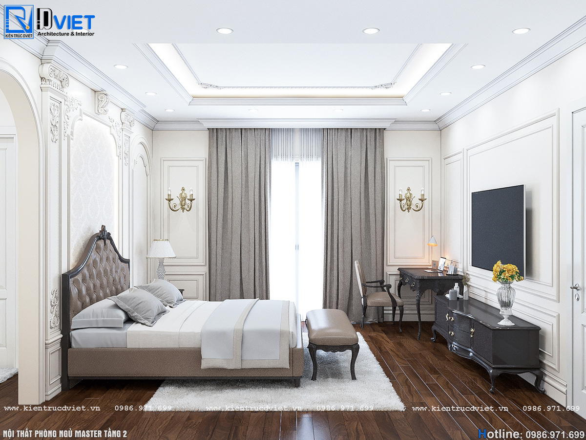 thiết kế nội thất tân cổ điển biệt thự 2 tầng 1 tum 15x15m tại Ninh Bình (20)