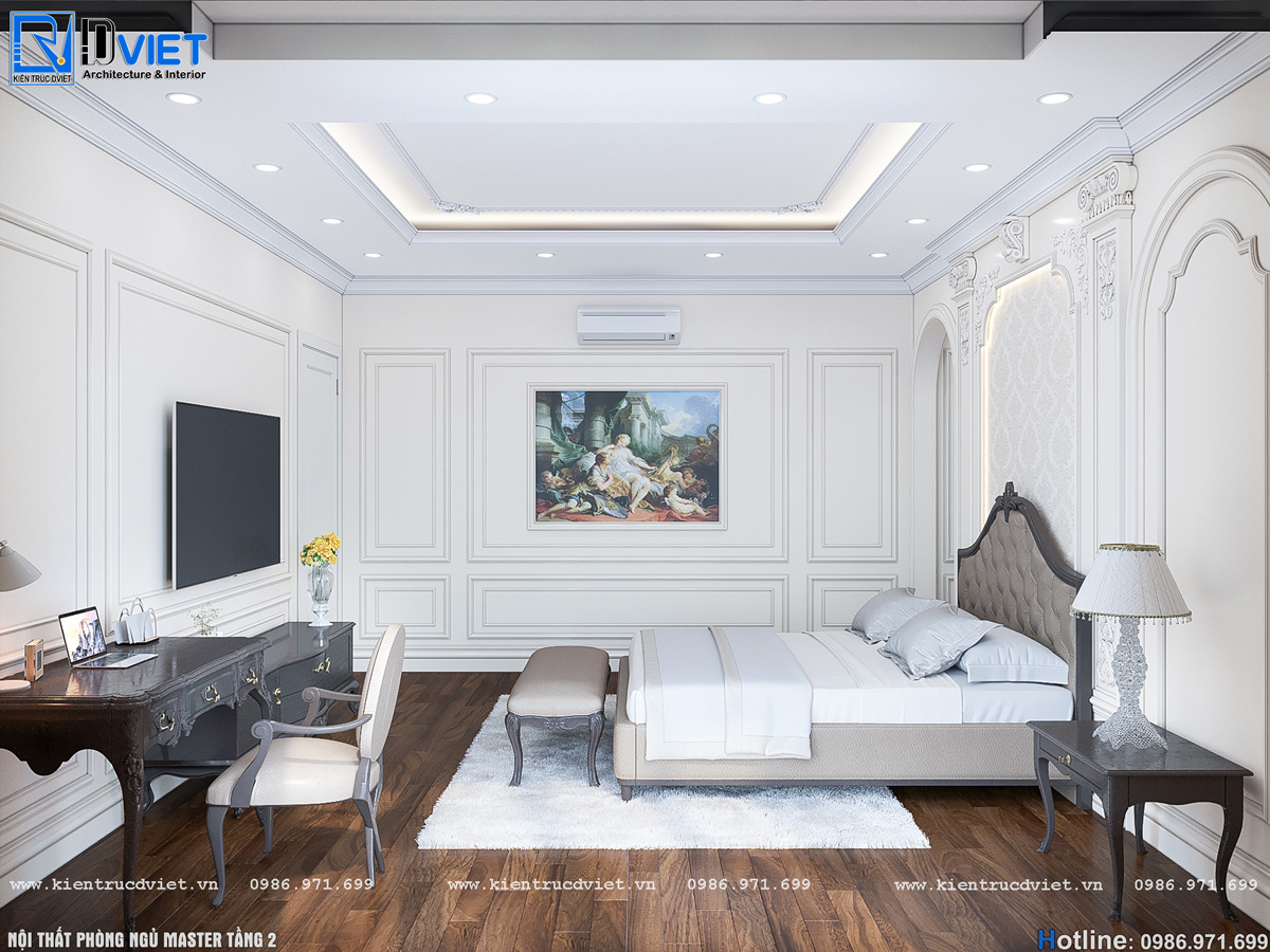 thiết kế nội thất tân cổ điển biệt thự 2 tầng 1 tum 15x15m tại Ninh Bình (21)