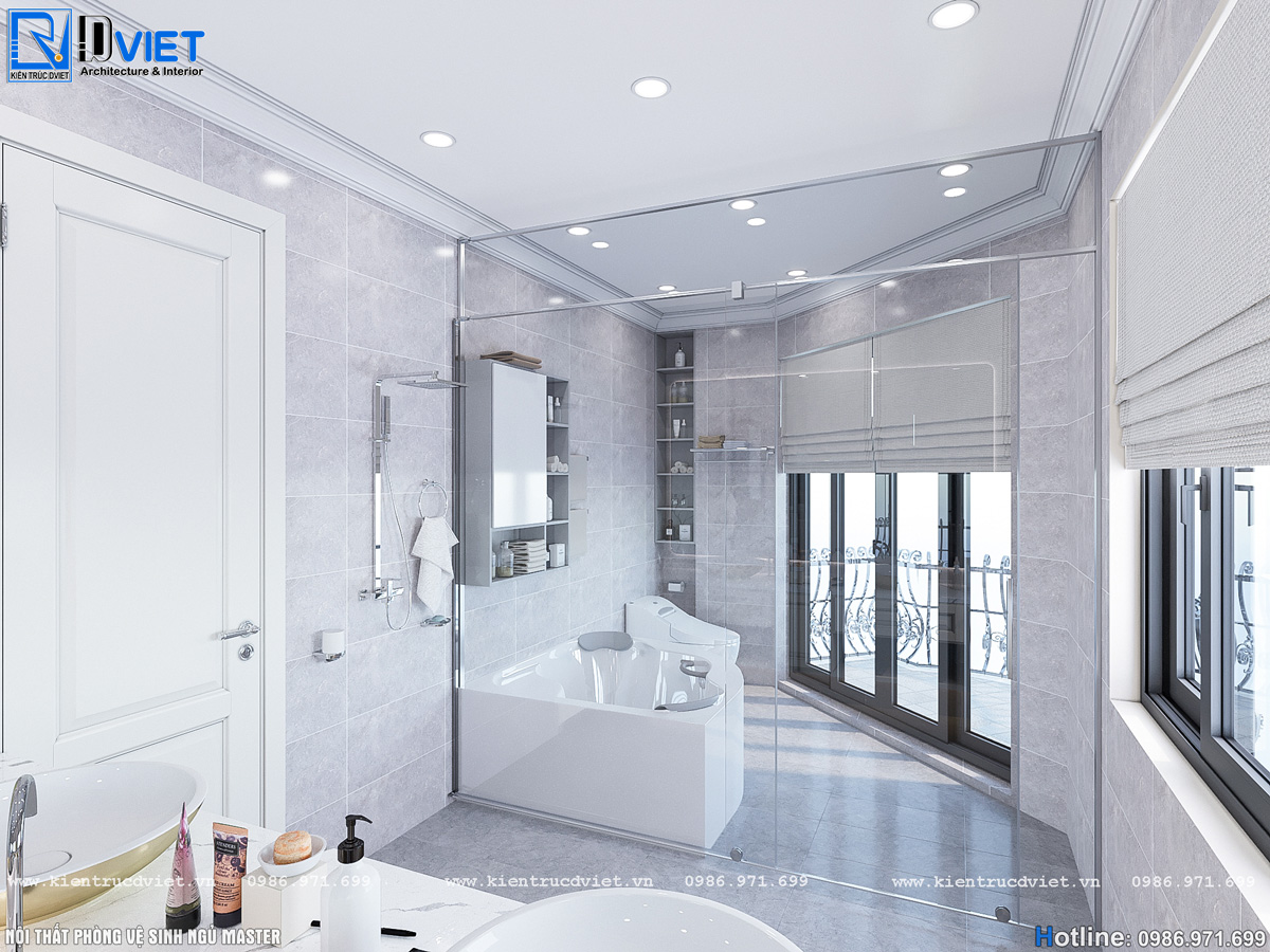 thiết kế nội thất tân cổ điển biệt thự 2 tầng 1 tum 15x15m tại Ninh Bình (26)