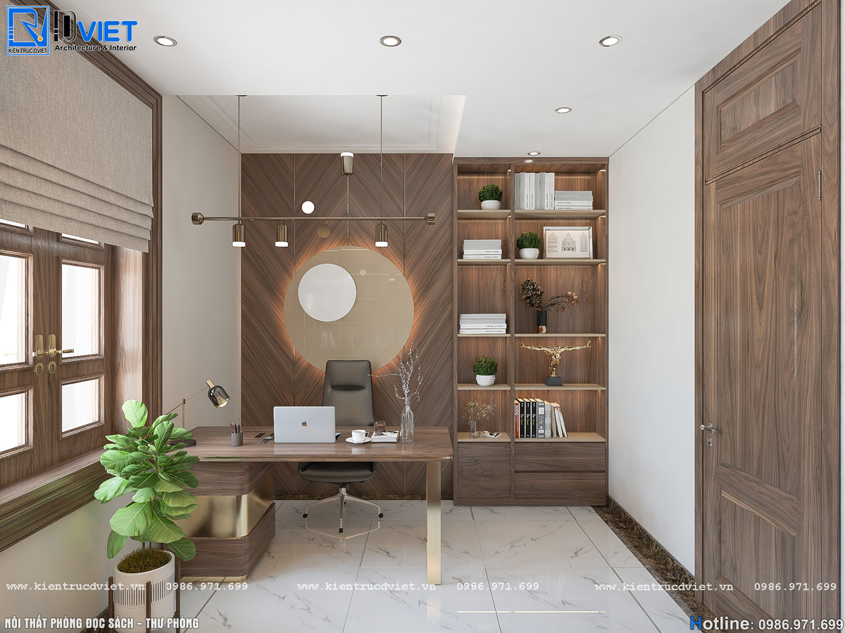 thiết kế nội thất gỗ óc chó phòng khách, bếp ăn tại Hà Tĩnh (12)