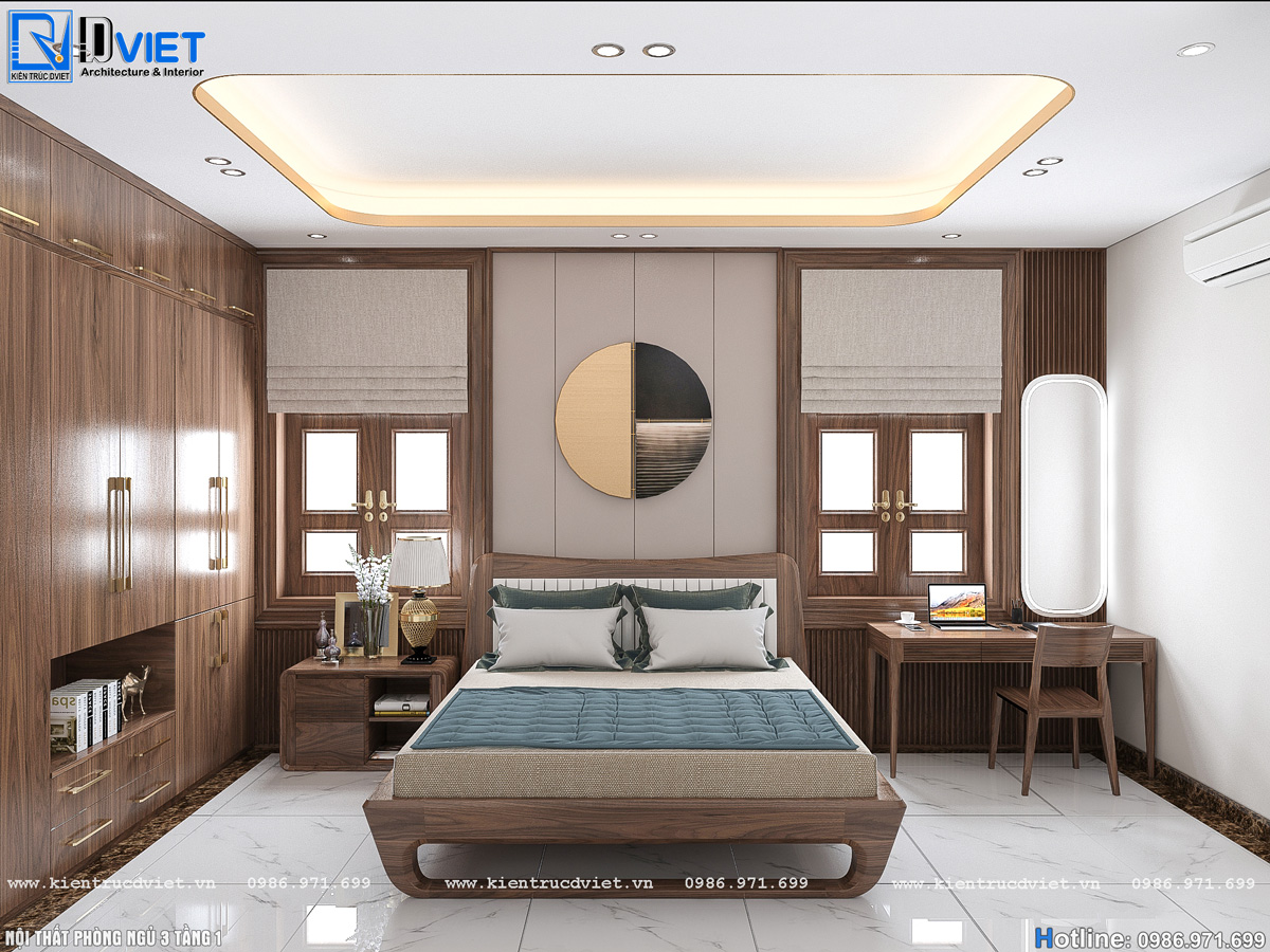 thiết kế nội thất gỗ óc chó phòng khách, bếp ăn tại Hà Tĩnh (10)