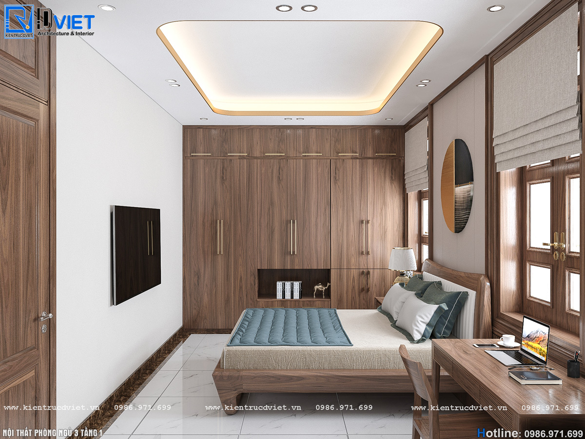 thiết kế nội thất gỗ óc chó phòng khách, bếp ăn tại Hà Tĩnh (11)