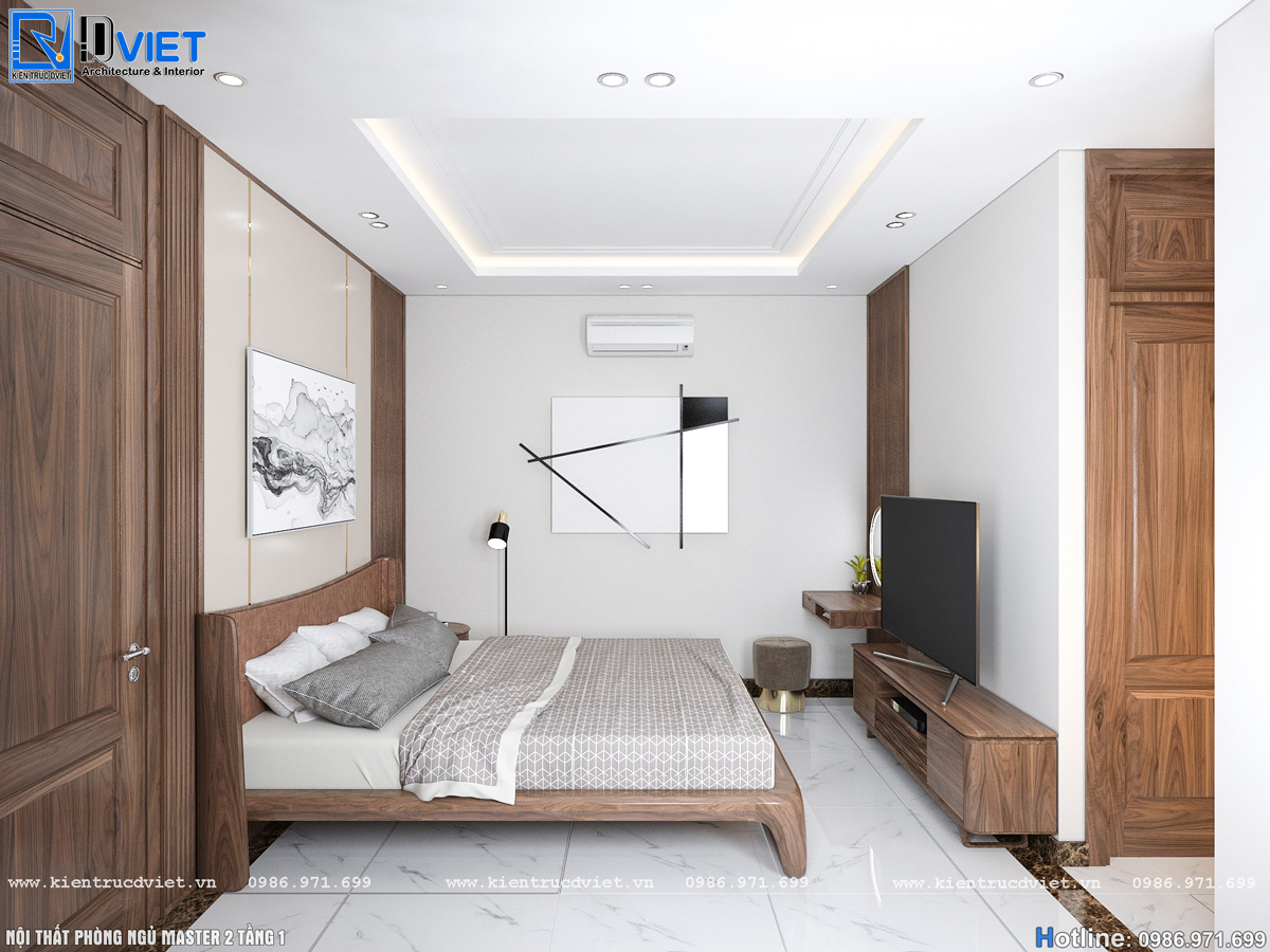 thiết kế nội thất gỗ óc chó phòng ngủ master tại Hà Tĩnh (6)