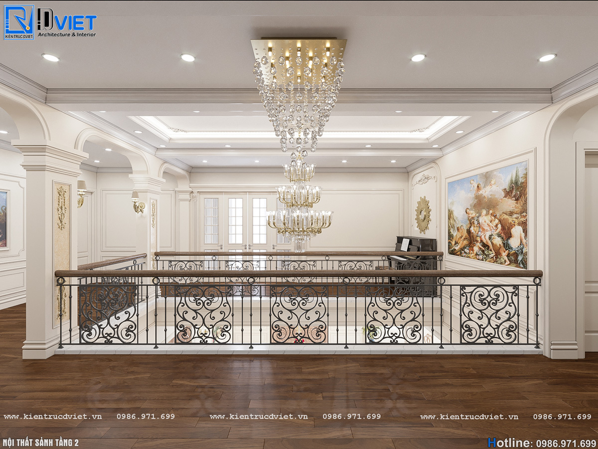 thiết kế nội thất tân cổ điển biệt thự 2 tầng 1 tum 15x15m tại Ninh Bình (8)