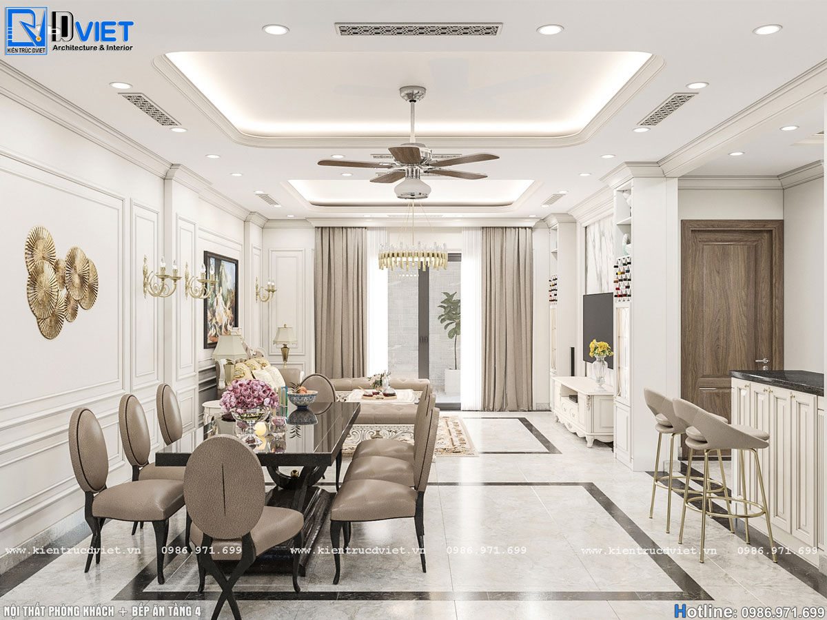 thiết kế nội thất biệt thự tân cổ điển 4 tầng tại Hà Nội (1)