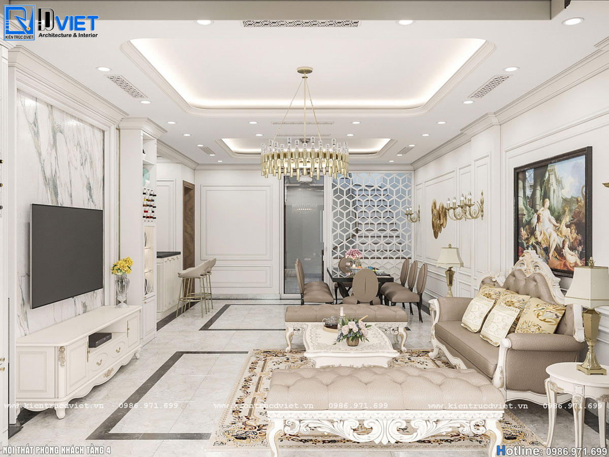 thiết kế nội thất biệt thự tân cổ điển 4 tầng tại Hà Nội (2)