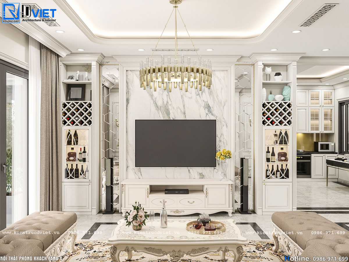 thiết kế nội thất biệt thự tân cổ điển 4 tầng tại Hà Nội (3)