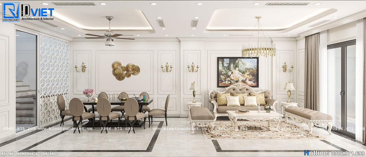 thiết kế nội thất biệt thự tân cổ điển 4 tầng tại Hà Nội (4)