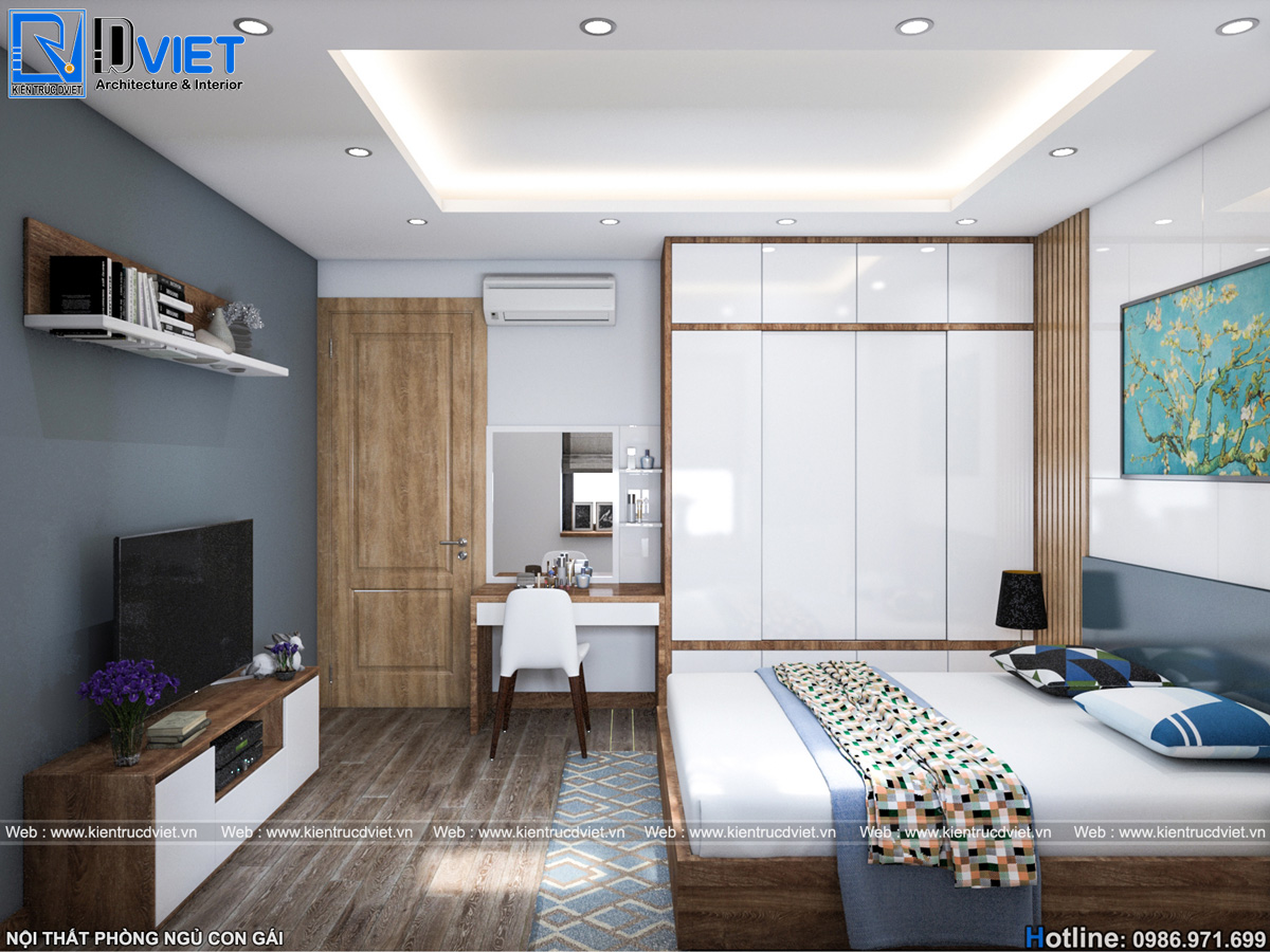 thiết kế nội thất hiện đại căn hộ chung cư 2 phòng ngủ 262 Nguyễn Huy Tưởng (9)