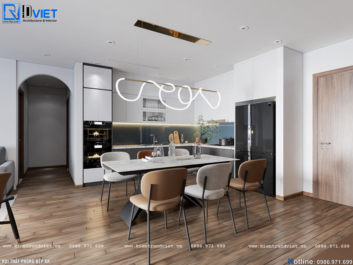 thiết kế thi công nội thất căn hộ chung cư 2 phòng ngủ hiện đại 80m2 tại Hà Nội (5)