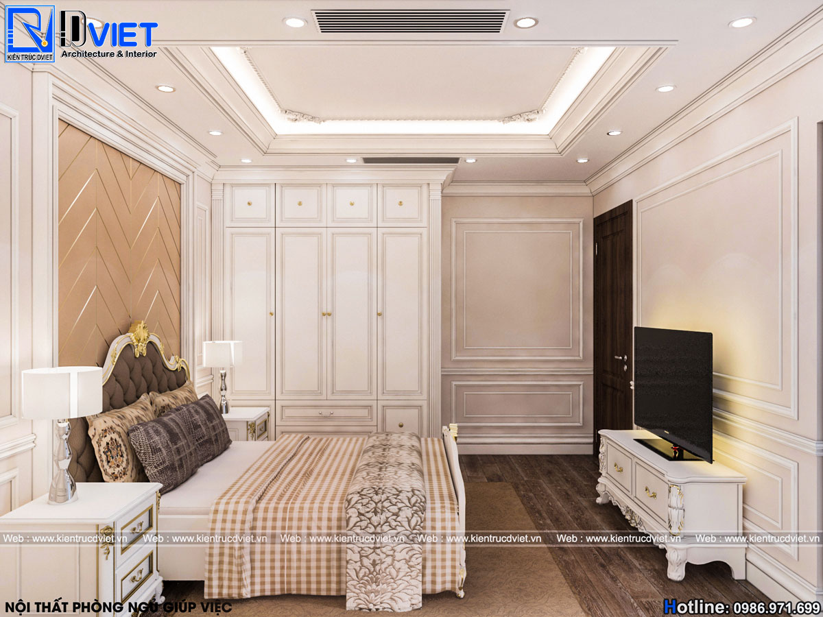 thiết kế thi công nội thất tân cổ điển chung cư 3 phòng ngủ Discovery Cầu Giấy (11)