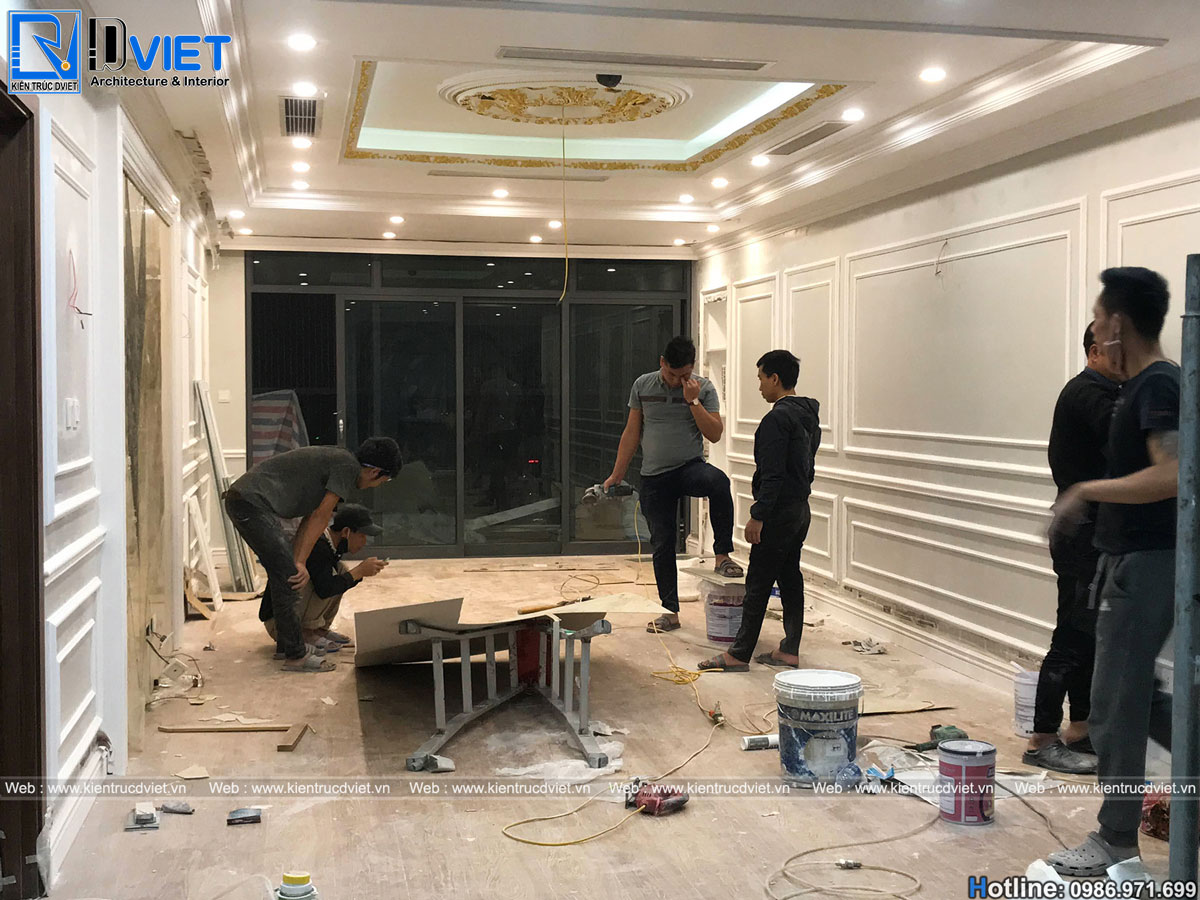 thiết kế thi công nội thất tân cổ điển chung cư 3 phòng ngủ Discovery Cầu Giấy (14)