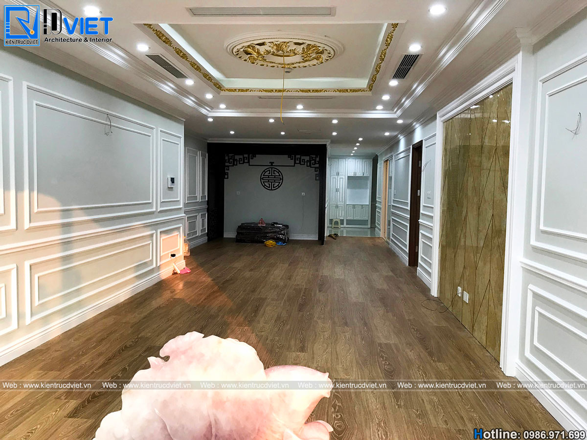 thiết kế thi công nội thất tân cổ điển chung cư 3 phòng ngủ Discovery Cầu Giấy (16)