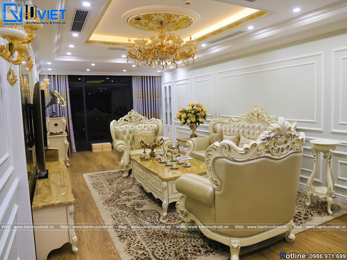 thiết kế thi công nội thất tân cổ điển chung cư 3 phòng ngủ Discovery Cầu Giấy (19)