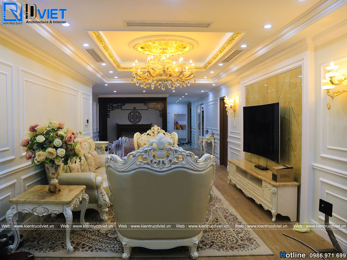 thiết kế thi công nội thất tân cổ điển chung cư 3 phòng ngủ Discovery Cầu Giấy (20)