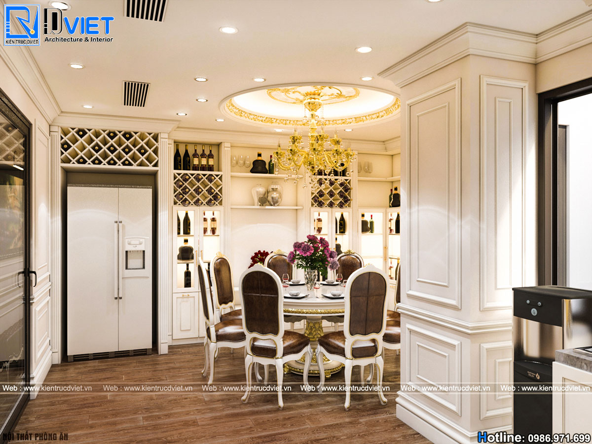 thiết kế thi công nội thất tân cổ điển chung cư 3 phòng ngủ Discovery Cầu Giấy (4)