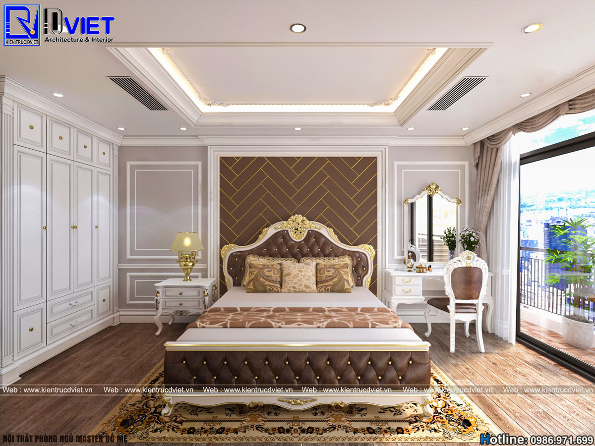 thiết kế thi công nội thất tân cổ điển chung cư 3 phòng ngủ Discovery Cầu Giấy (6)