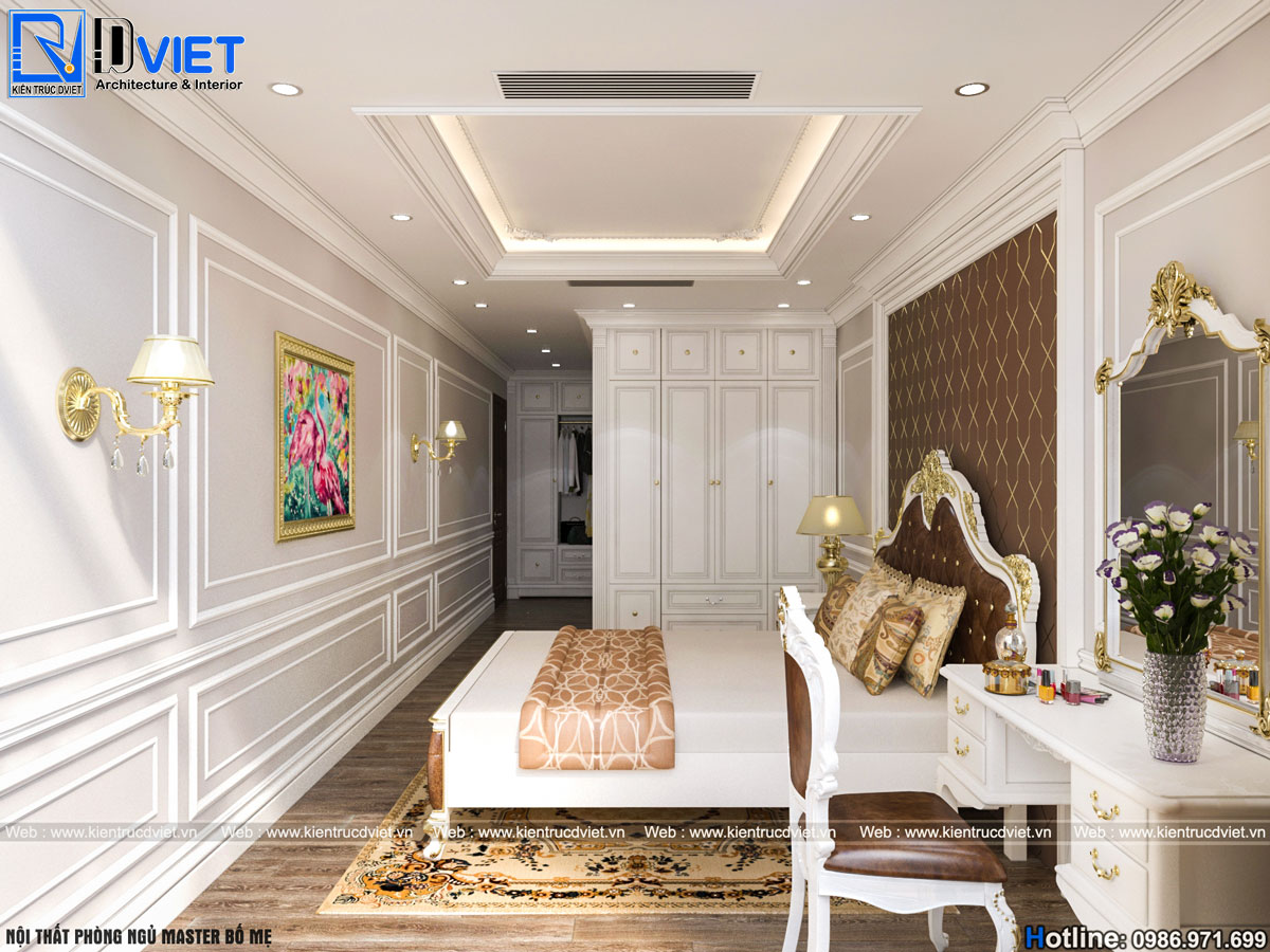 thiết kế thi công nội thất tân cổ điển chung cư 3 phòng ngủ Discovery Cầu Giấy (7)