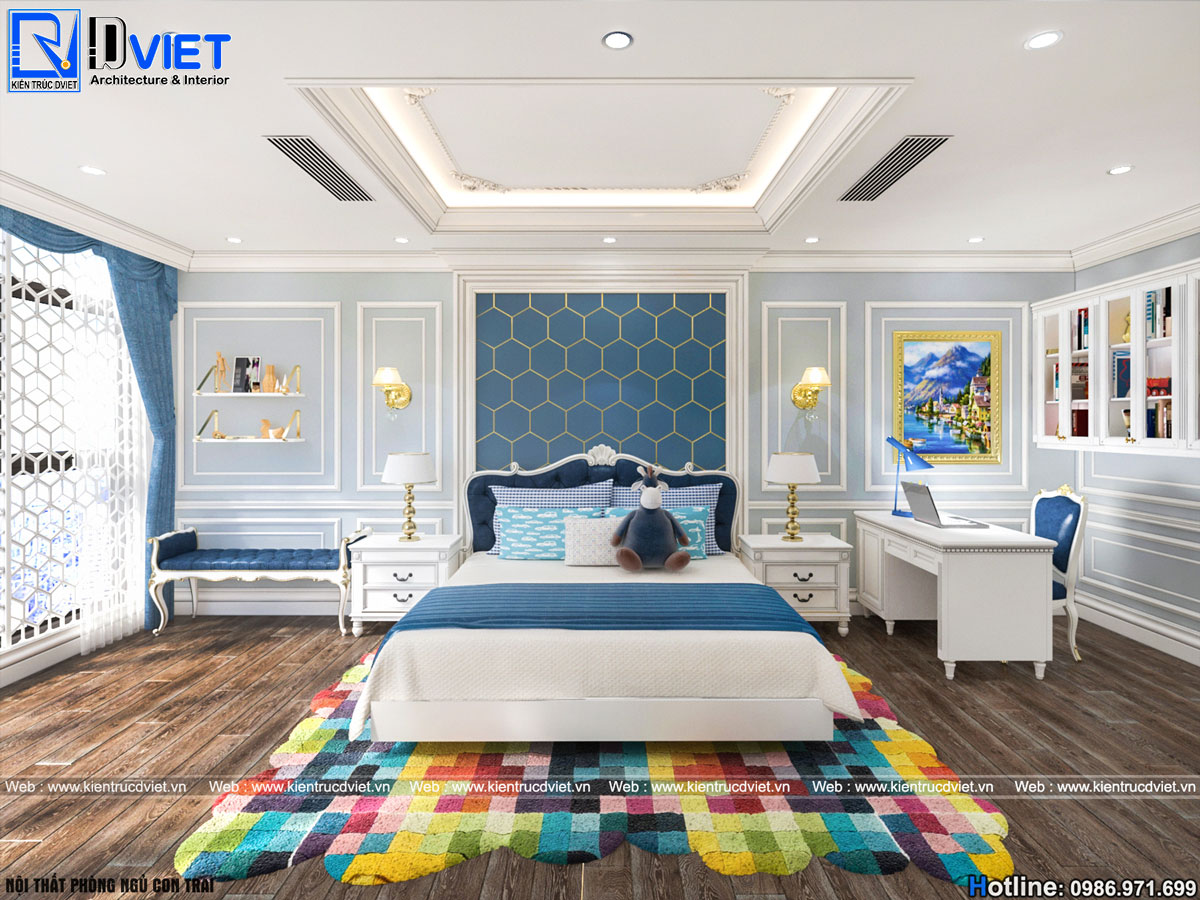 thiết kế thi công nội thất tân cổ điển chung cư 3 phòng ngủ Discovery Cầu Giấy (8)