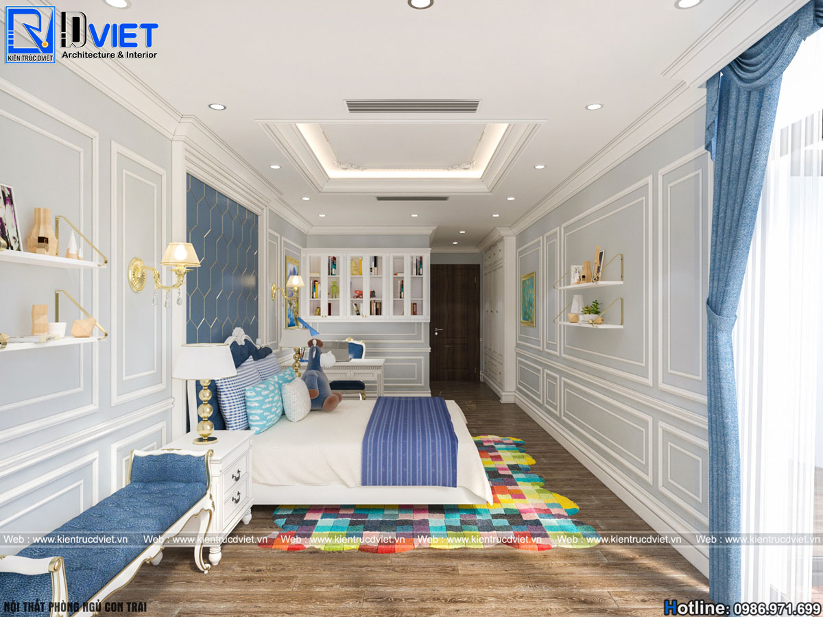 thiết kế thi công nội thất tân cổ điển chung cư 3 phòng ngủ Discovery Cầu Giấy (9)