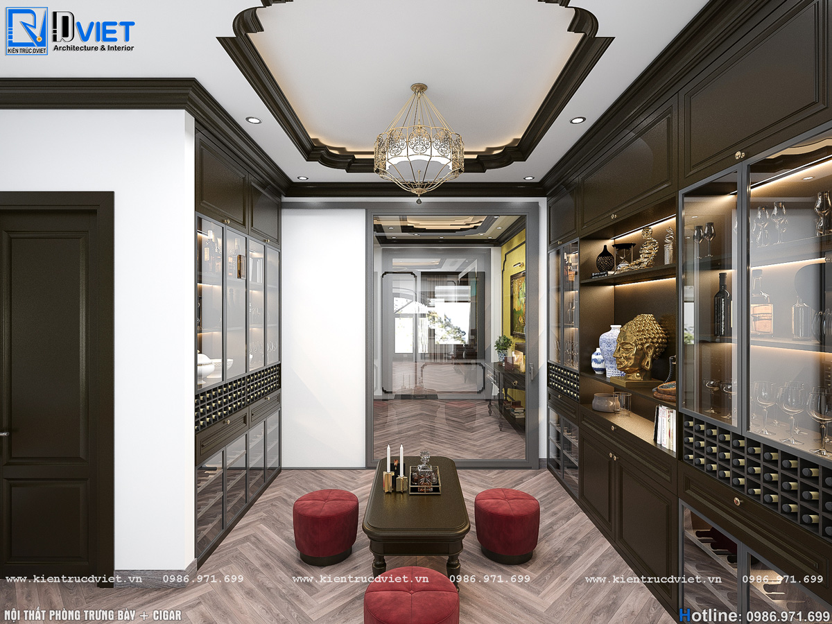 thiết kế nội thất indochine Đông Dương nhà ống 5 tầng Lotus Sài Đồng - Long Biên (12)