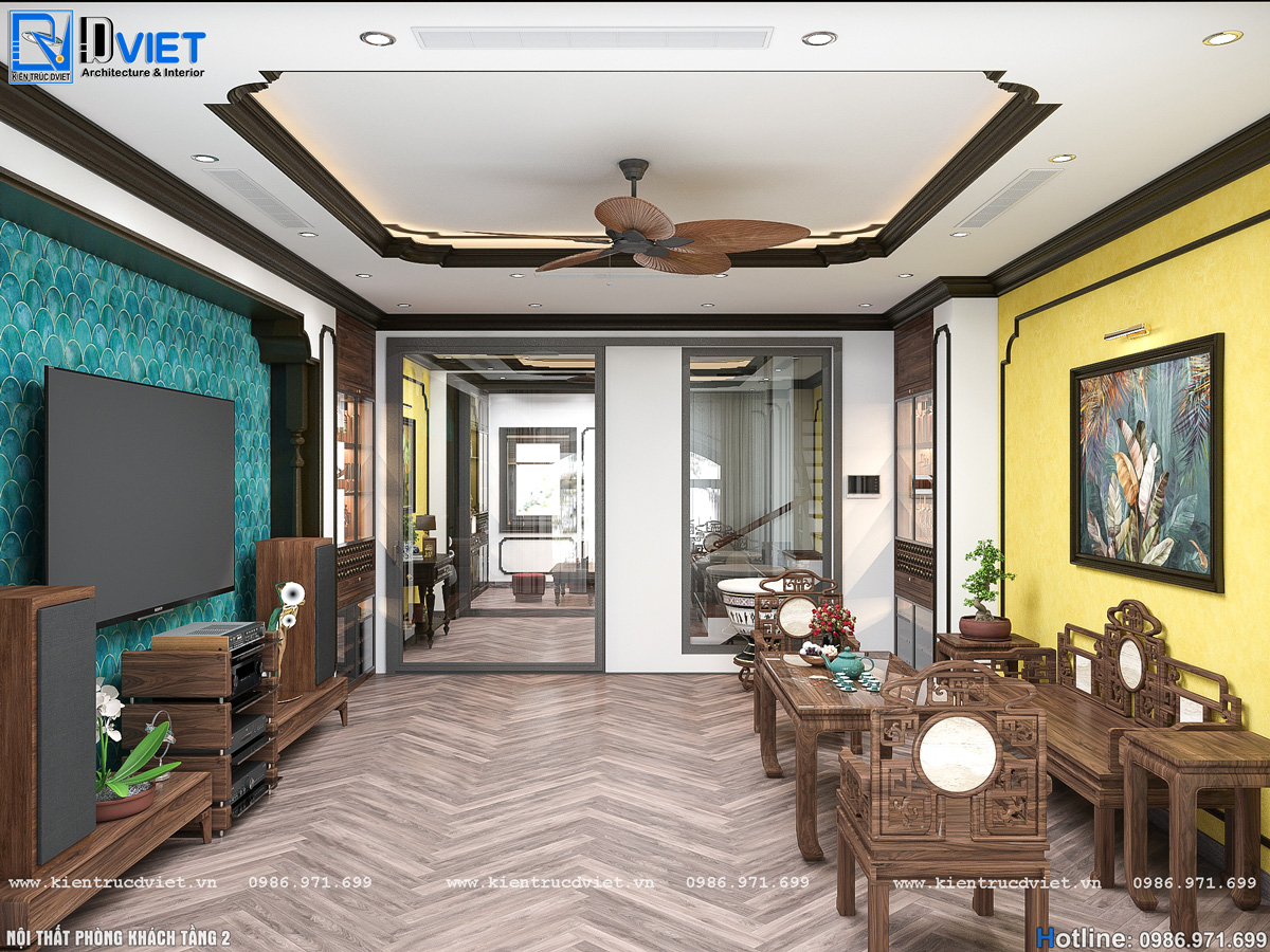 thiết kế nội thất indochine Đông Dương nhà ống 5 tầng Lotus Sài Đồng - Long Biên (7)