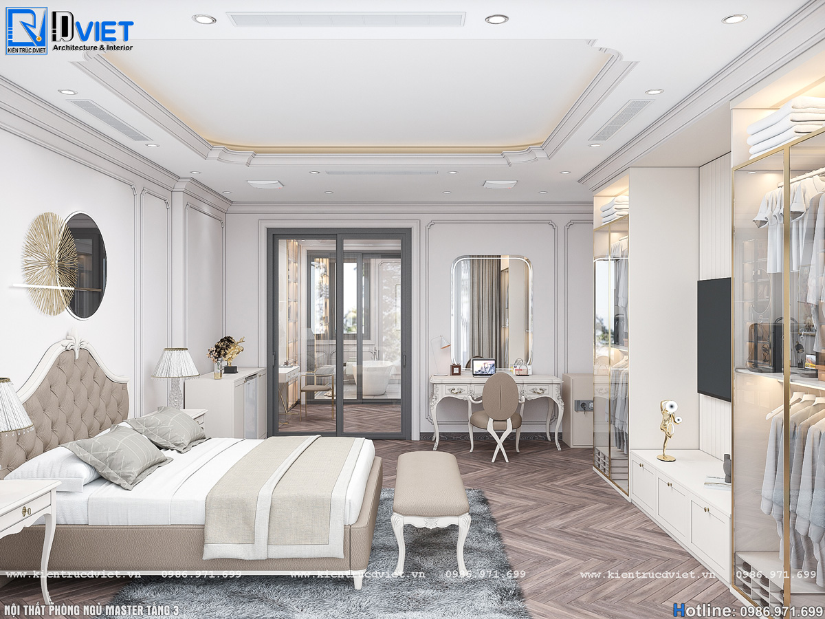 thiết kế nội thất tân cổ điển nhà ống 5 tầng Lotus Sài Đồng - Long Biên (13)