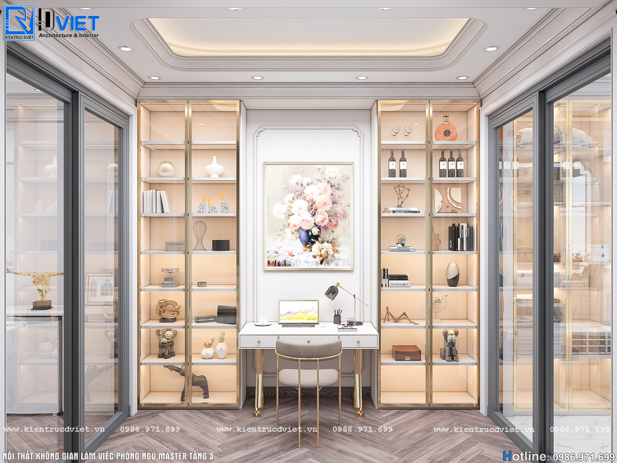 thiết kế nội thất tân cổ điển nhà ống 5 tầng Lotus Sài Đồng - Long Biên (15)