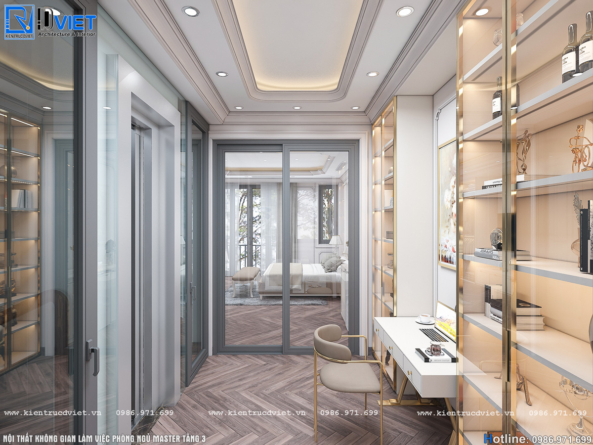 thiết kế nội thất tân cổ điển nhà ống 5 tầng Lotus Sài Đồng - Long Biên (16)