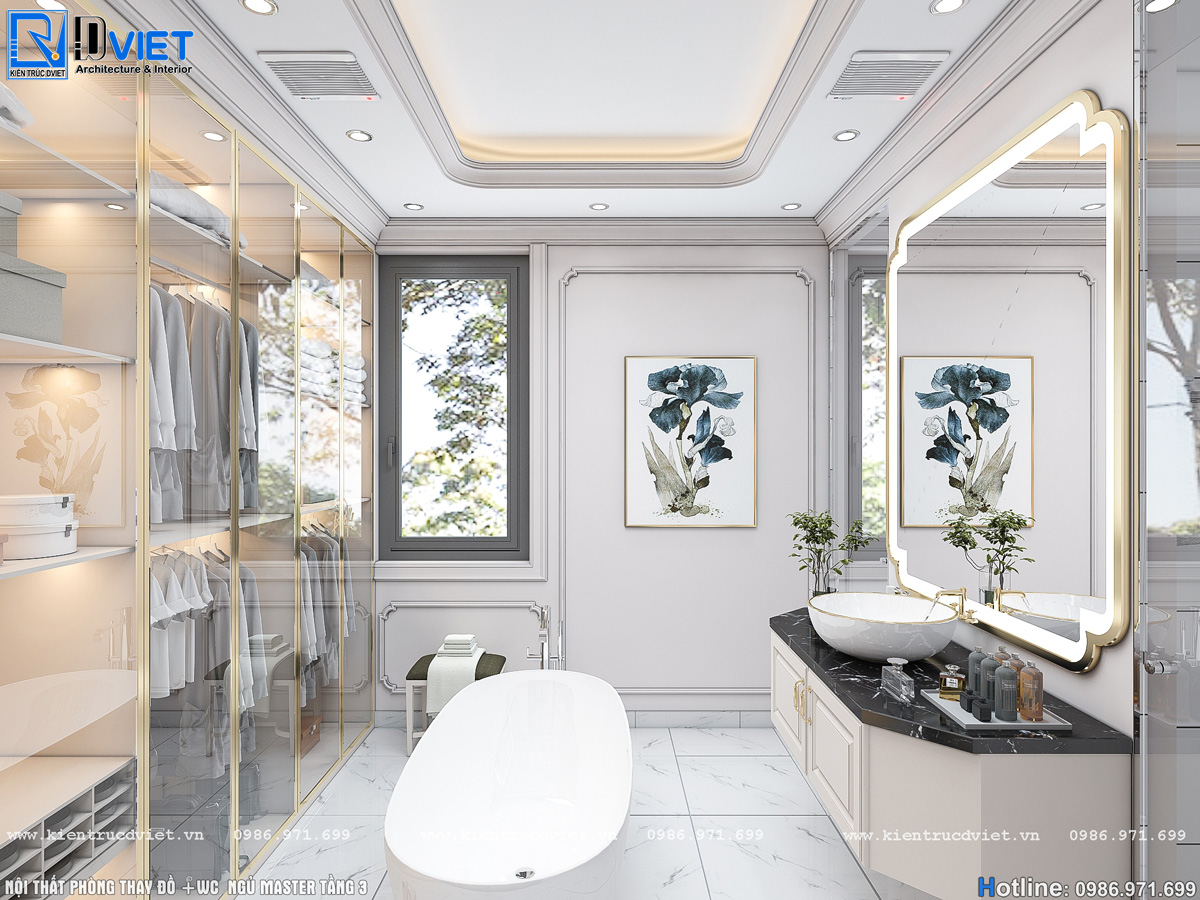 thiết kế nội thất tân cổ điển nhà ống 5 tầng Lotus Sài Đồng - Long Biên (17)