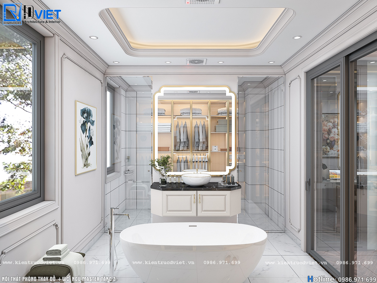 thiết kế nội thất tân cổ điển nhà ống 5 tầng Lotus Sài Đồng - Long Biên (18)