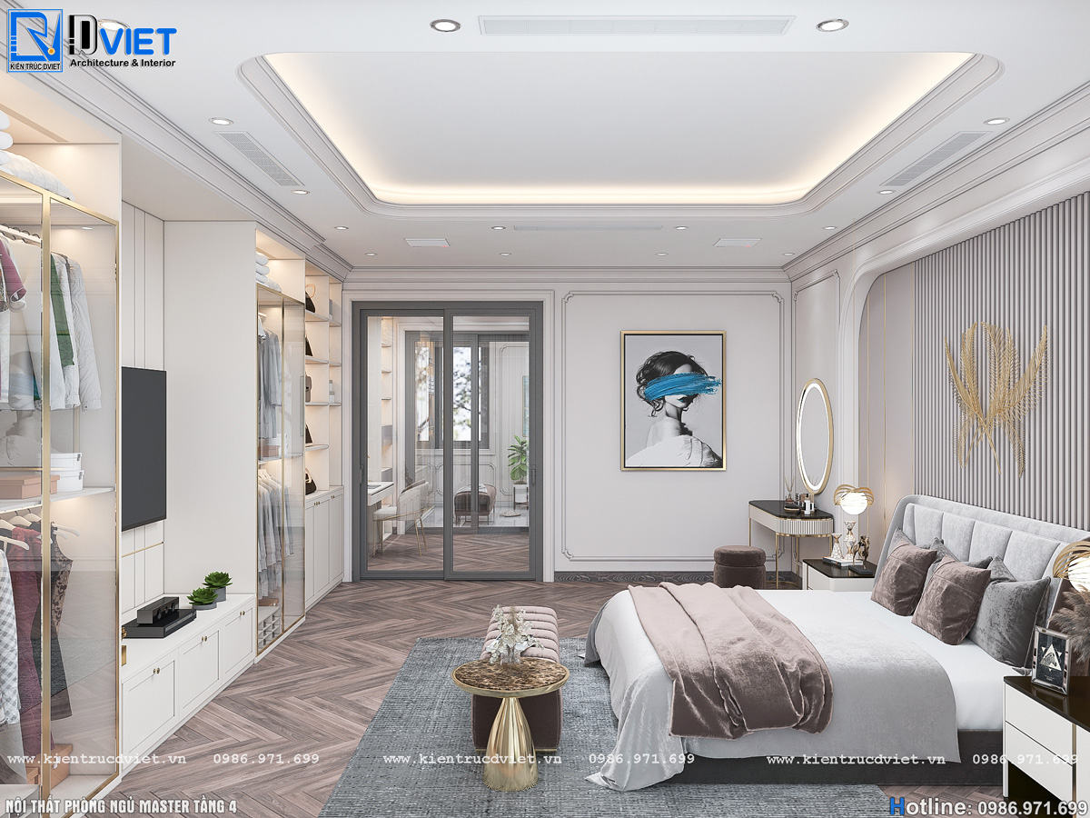 thiết kế nội thất tân cổ điển nhà ống 5 tầng Lotus Sài Đồng - Long Biên (19)