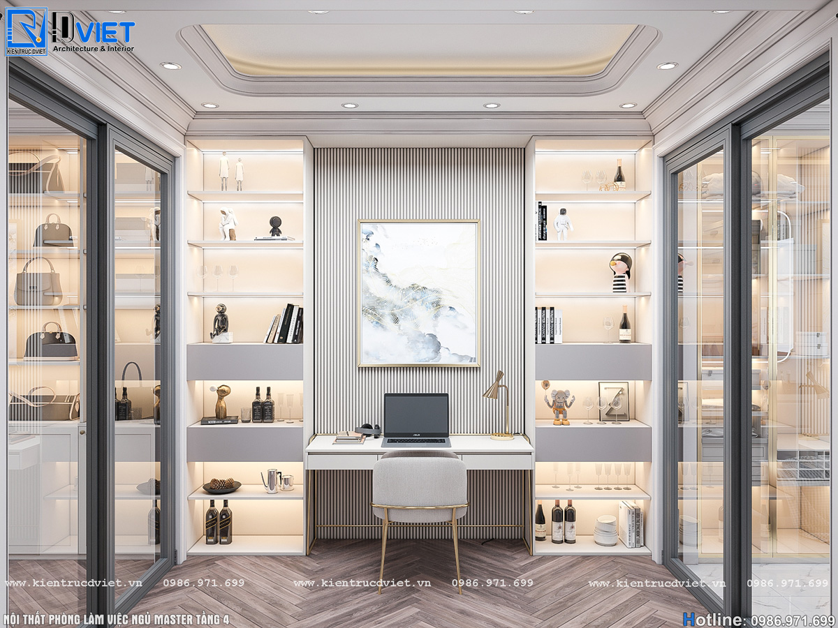 thiết kế nội thất tân cổ điển nhà ống 5 tầng Lotus Sài Đồng - Long Biên (22)