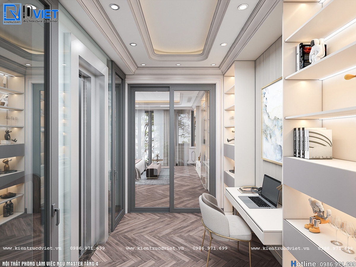 thiết kế nội thất tân cổ điển nhà ống 5 tầng Lotus Sài Đồng - Long Biên (23)