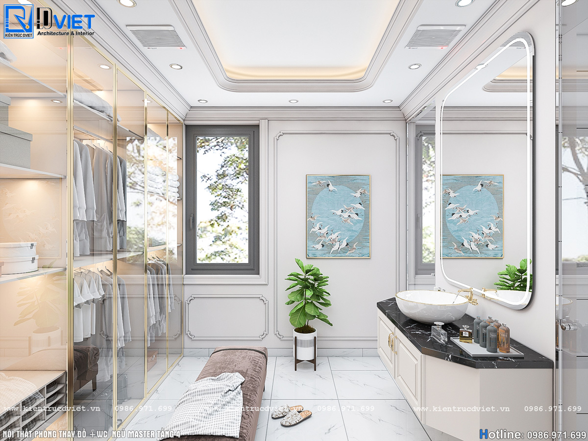 thiết kế nội thất tân cổ điển nhà ống 5 tầng Lotus Sài Đồng - Long Biên (24)