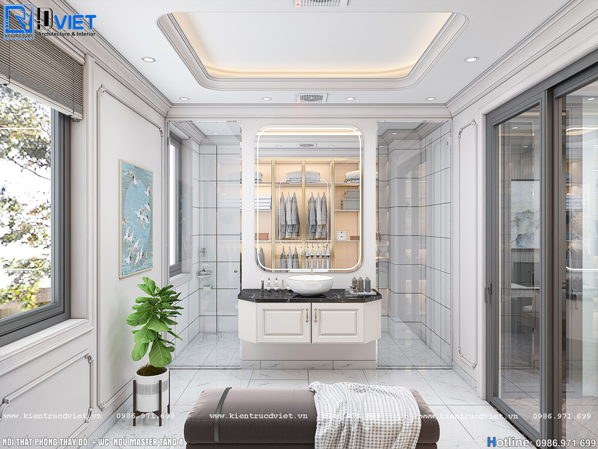 thiết kế nội thất tân cổ điển nhà ống 5 tầng Lotus Sài Đồng - Long Biên (25)