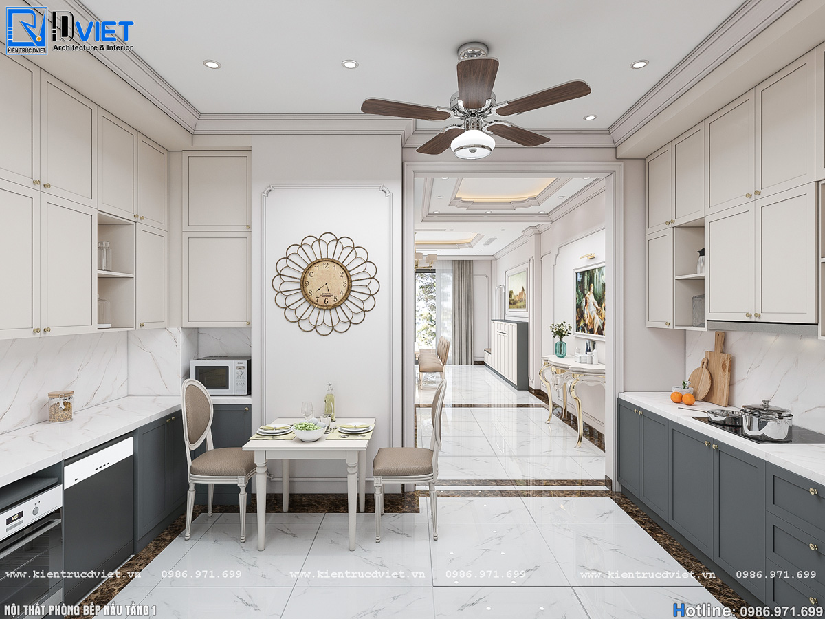 thiết kế nội thất tân cổ điển nhà ống 5 tầng Lotus Sài Đồng - Long Biên (4)